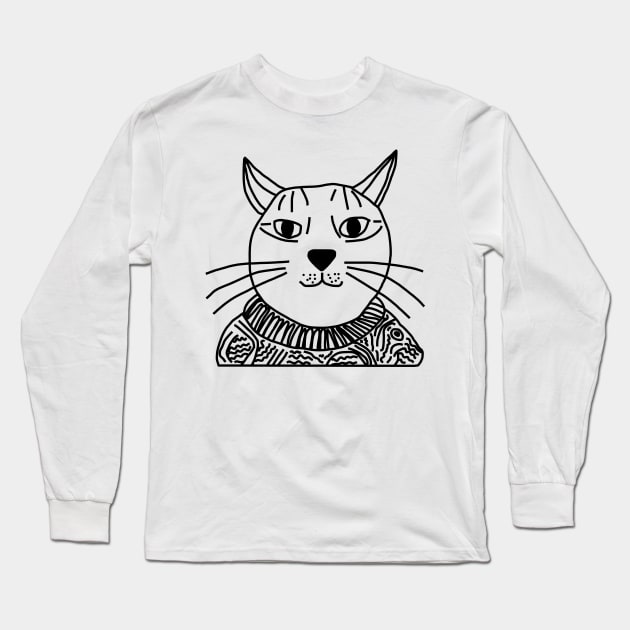 Minimal Portrait of Sweater Cat Long Sleeve T-Shirt by ellenhenryart